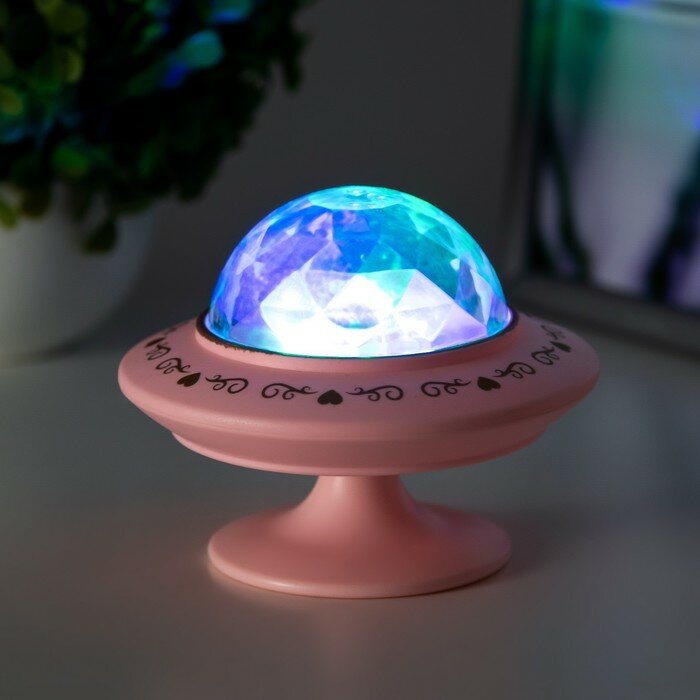 Ночник-проектор "Фьюжн" LED 3хLR44 диско, розовый 12х12х10 см RISALUX - фотография № 8