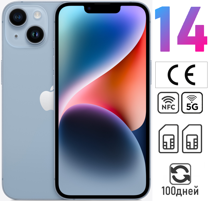 Смартфон Apple iPhone 14 128 ГБ, Dual nano SIM, синий