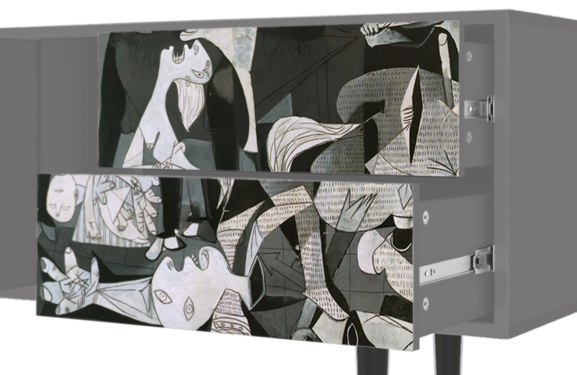 ТВ-Тумба - STORYZ - T1 Guernica by Pablo Picasso, 170 x 69 x 48 см, Серый - фотография № 5