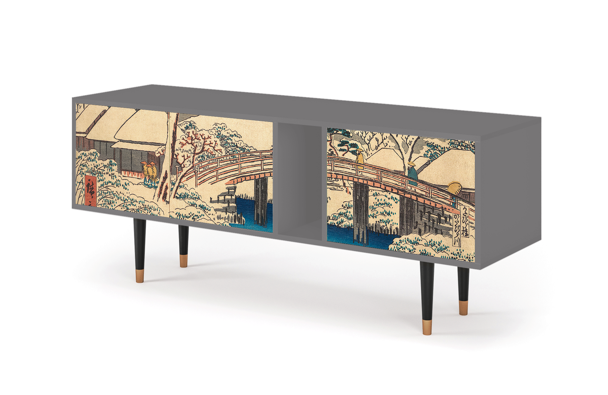 ТВ-Тумба - STORYZ - T1 Katabira River by Utagawa Hiroshige, 170 x 69 x 48 см, Серый - фотография № 3