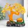Сувенир бонсай Денежное дерево с янтарём - домик 90 камней 18х17х5,5 см - изображение