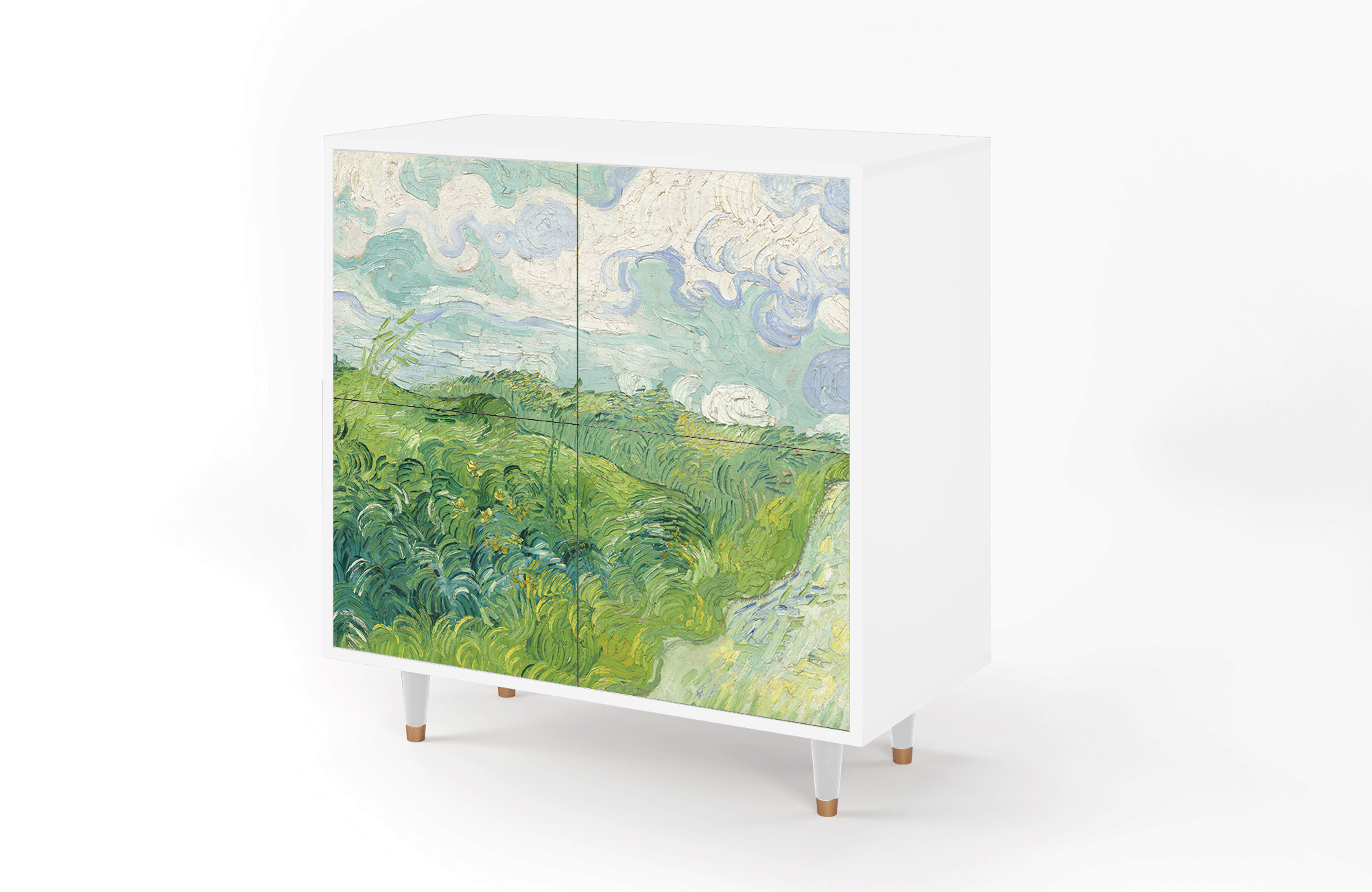 Комод - STORYZ - BS3 Green Wheat Fields by Van Gogh, 94 x 96 x 48 см, Белый - фотография № 3