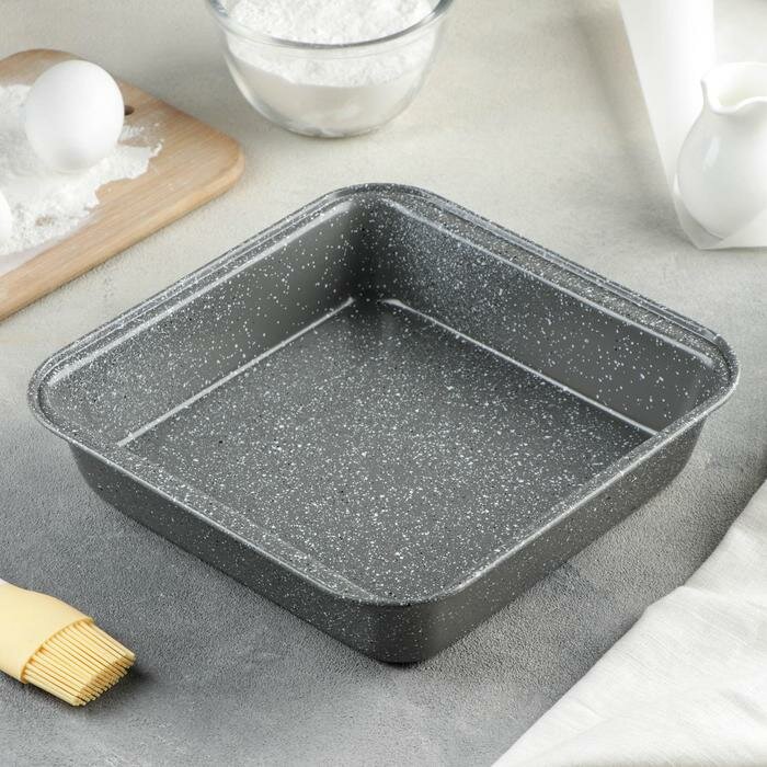 фото Противень Доляна «Элин. Мрамор», 22,5×22,5 см, антипригарное покрытие, цвет серый