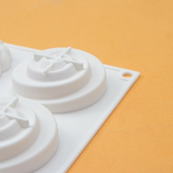 Форма для муссовых десертов и выпечки Доляна «Безе», 29,5×17×2 см, 8 ячеек, d=6,5 см, силикон, цвет белый - фотография № 4