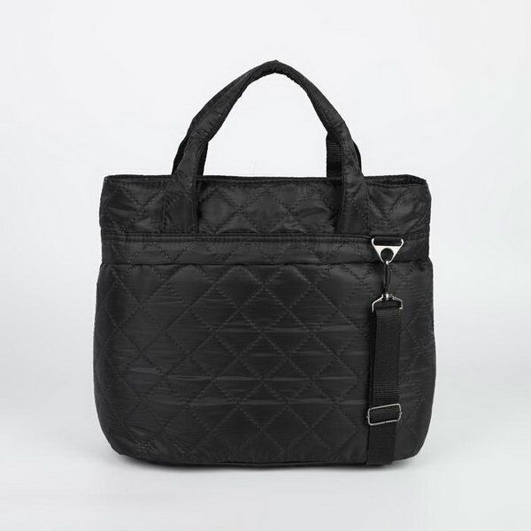 Дорожная сумка на молнии, наружный карман, длинный ремень, цвет чёрный - фотография № 2