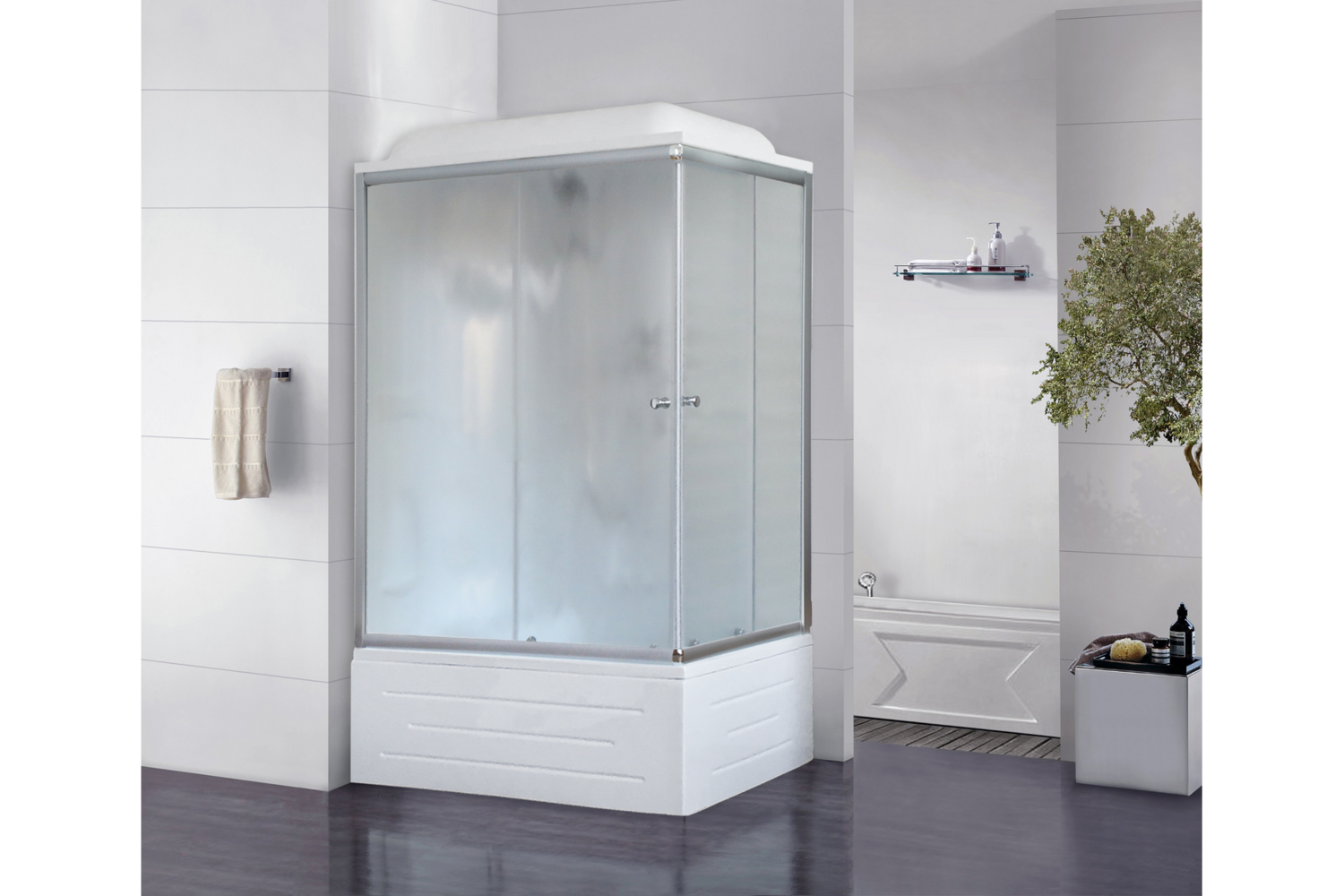 Душевая кабина Royal Bath RB8100BP1-M-L 100x80 профиль сатин/стекло матовое левая