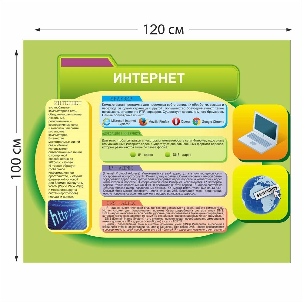 Интернет стенд размер 1200 х 1000 пластик 3 мм