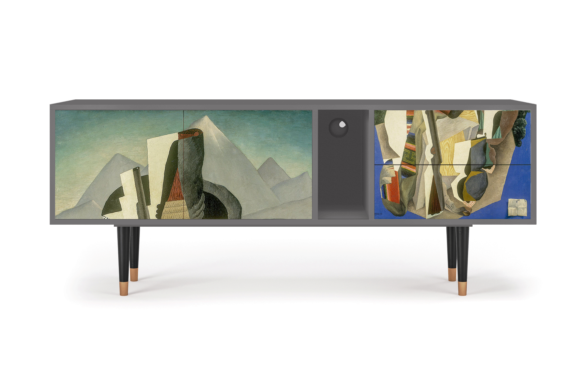 ТВ-Тумба - STORYZ - T1 The Cubist Paintings by Diego Rivera, 170 x 69 x 48 см, Серый - фотография № 2