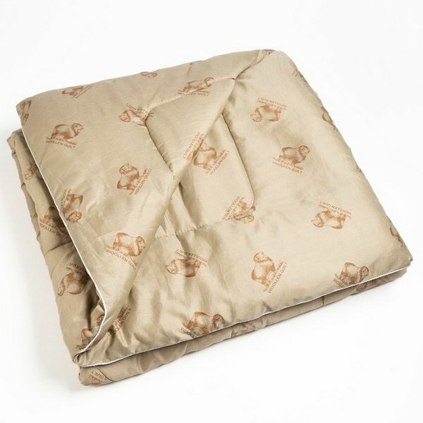 Одеяло одноигольная стежка Овечья шерсть 140х205 см, 300 гр, пэ, чемодан - фотография № 1