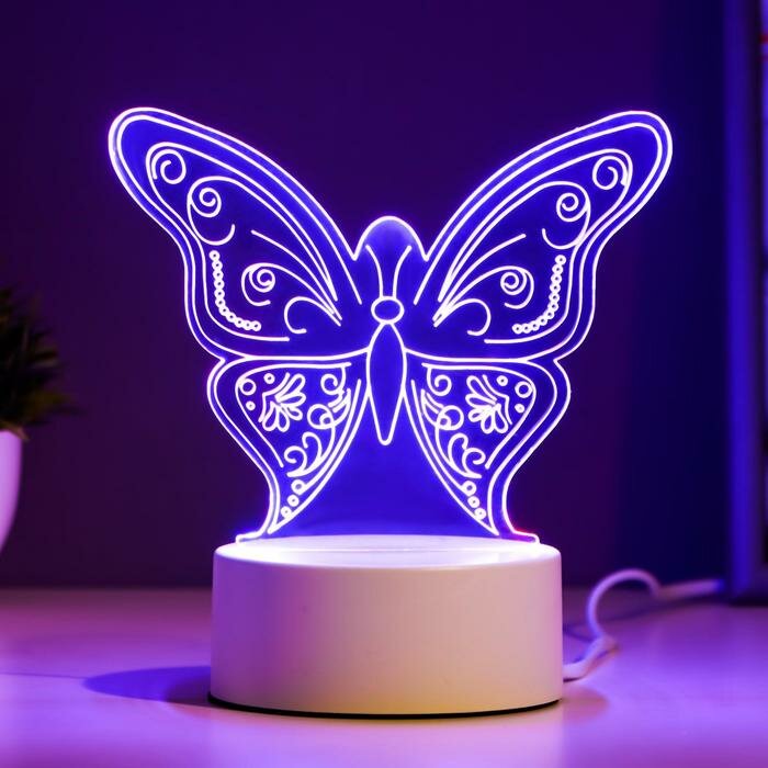 Светильник "Бабочка" LED RGB от сети 9,5х15х16см - фотография № 4