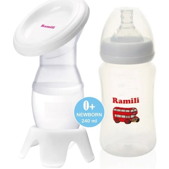 Ручной молокоотсос Ramili MC200 с противоколиковой бутылочкой 240ML - фото №1