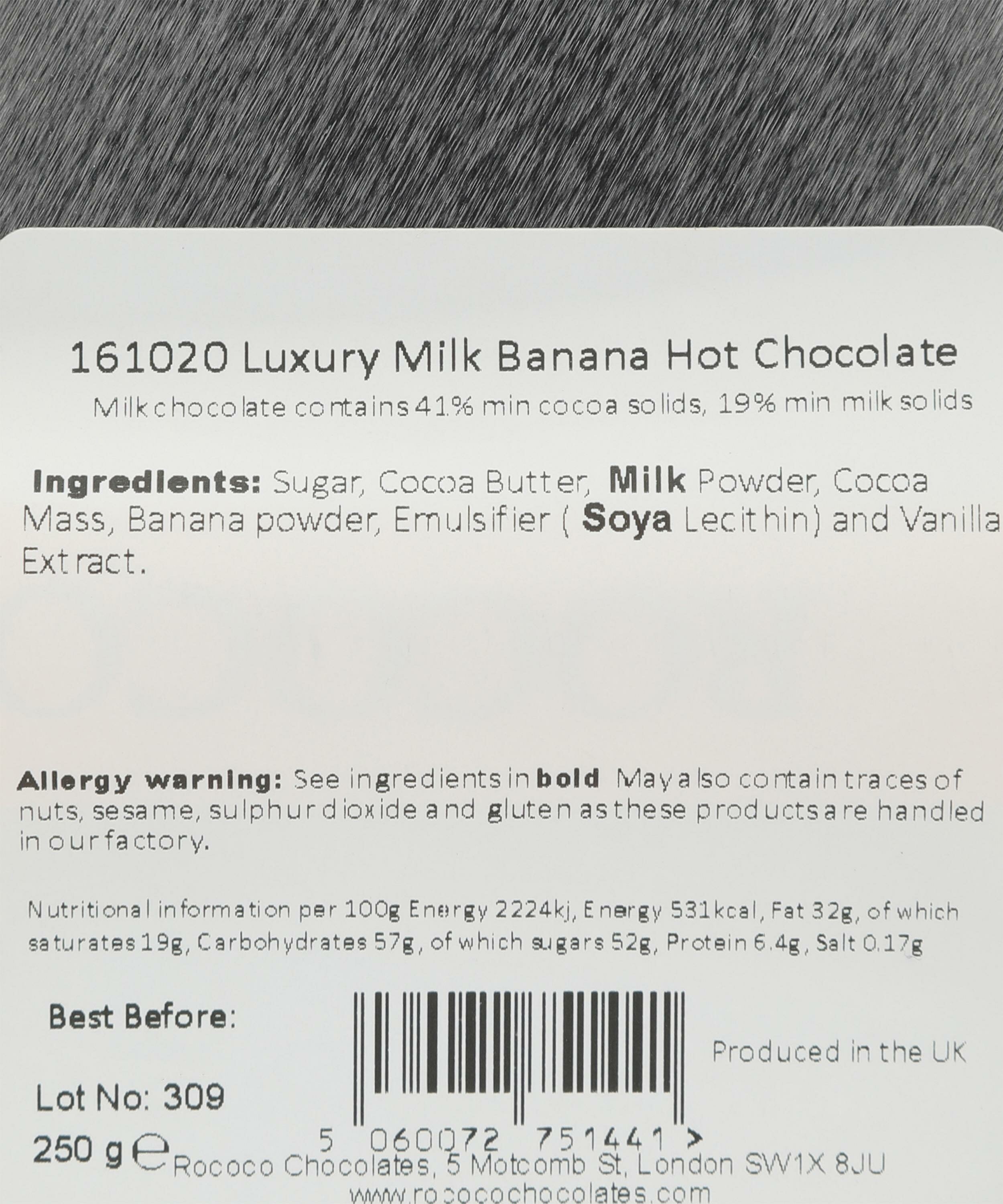 Горячий молочный шоколад со вкусом банана Luxury Milk Banana ROCOCO 250г - фотография № 4