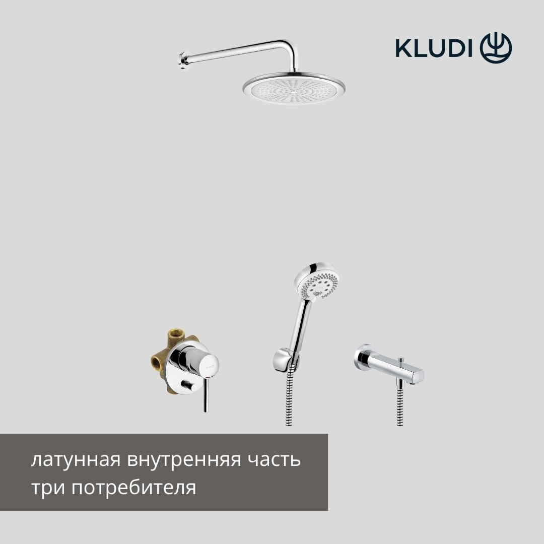 Душевой комплект Kludi Bozz 386310576 С внутренней частью