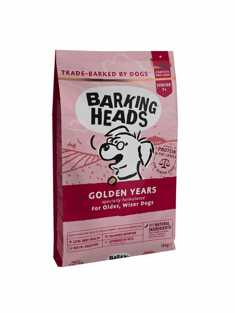 Barking Heads корм для пожилых собак всех пород, курица и рис "Золотые годы" 12 кг