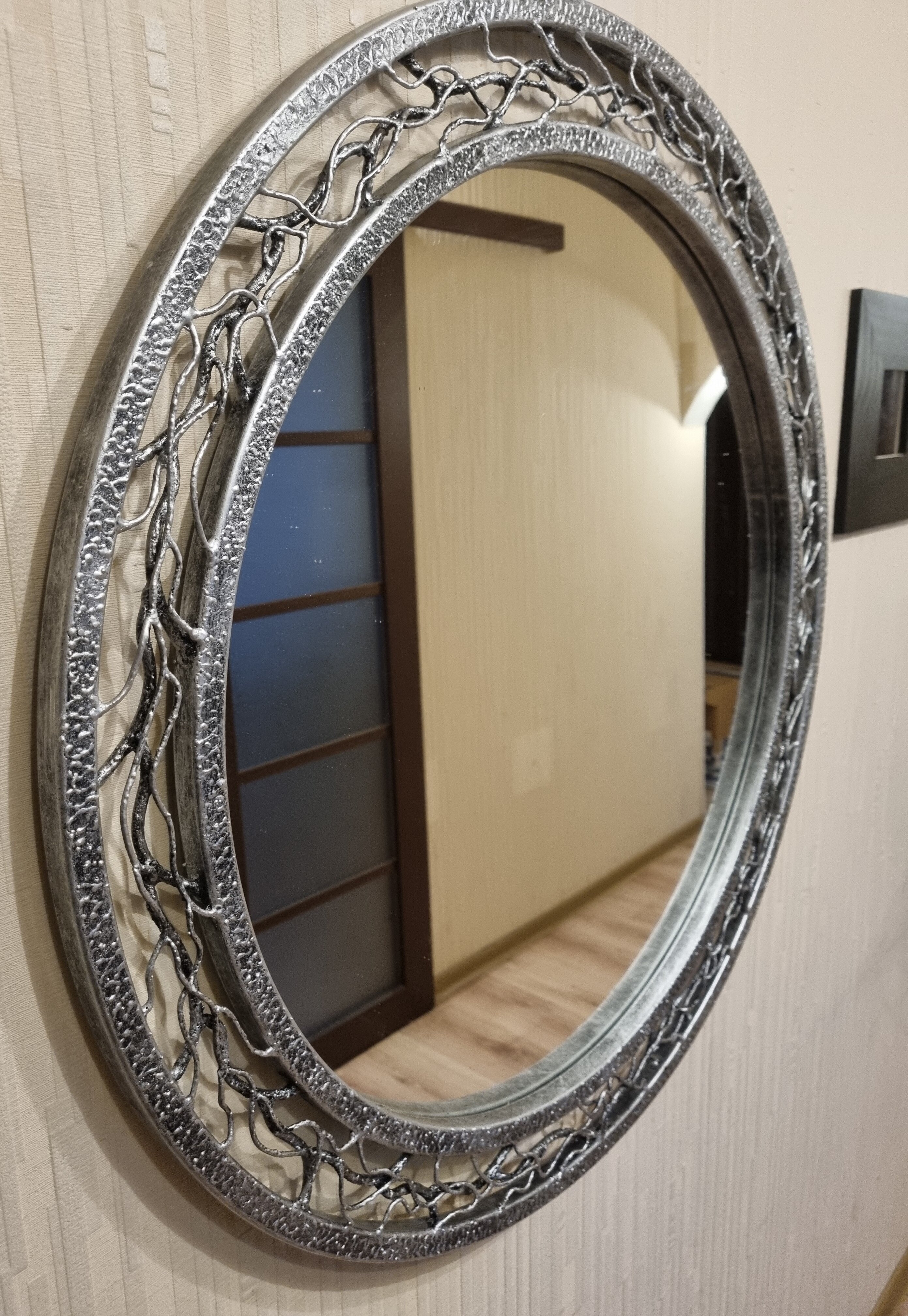Кованое зеркало, настенное, круглое, дизайнерское - фотография № 2