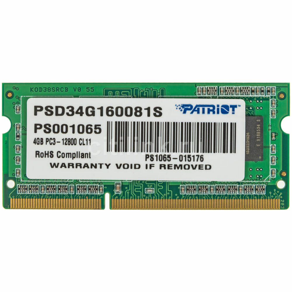 Модуль памяти SO-DIMM DDR3 1600Mhz 4Gb PATRIOT ( PSD34G160081S )