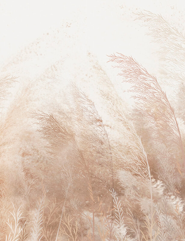 Моющиеся виниловые фотообои GrandPiK Трава на ветру фон сепия 200х260 см
