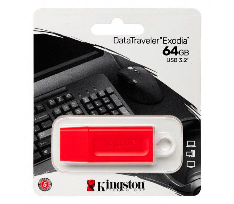 Накопитель USB 3.2 64GB Kingston DataTraveler Exodia, красный - фото №7