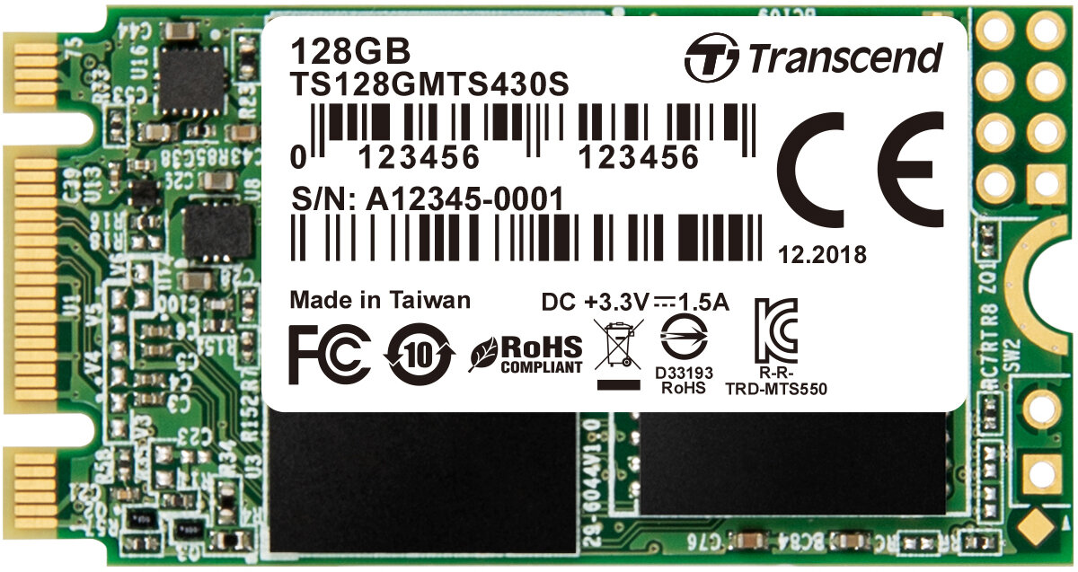 128 ГБ SSD M.2 накопитель Transcend MTS430 [TS128GMTS430S]