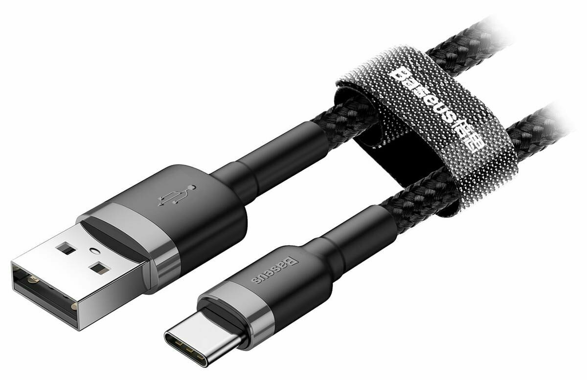 Кабель передачи данных Baseus Cafule Cable USB For Type-C 2A 3m gray + black