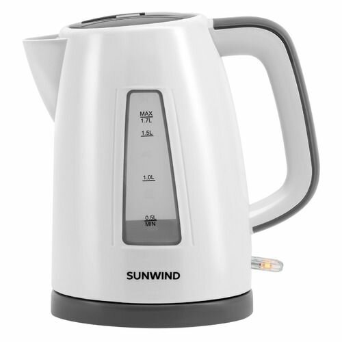 Чайник электрический SUNWIND , 2200Вт, белый и серый - фото №1