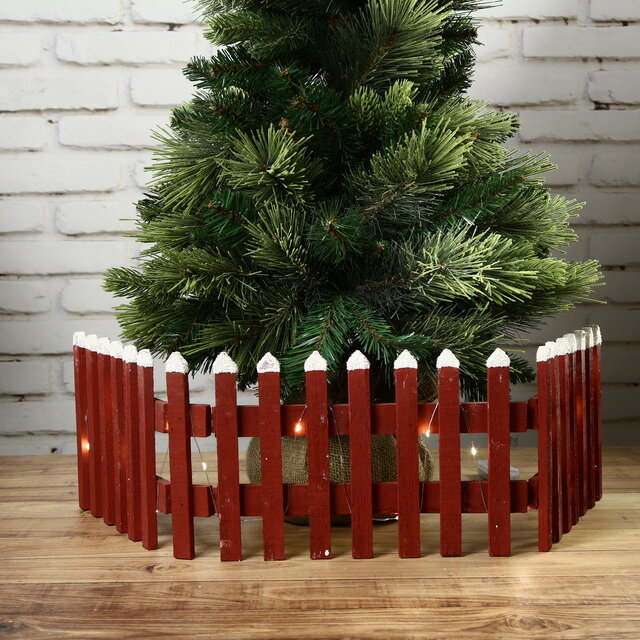 Koopman Декоративный забор для елки Аргис 90*20 см красный с подсветкой ACW004150