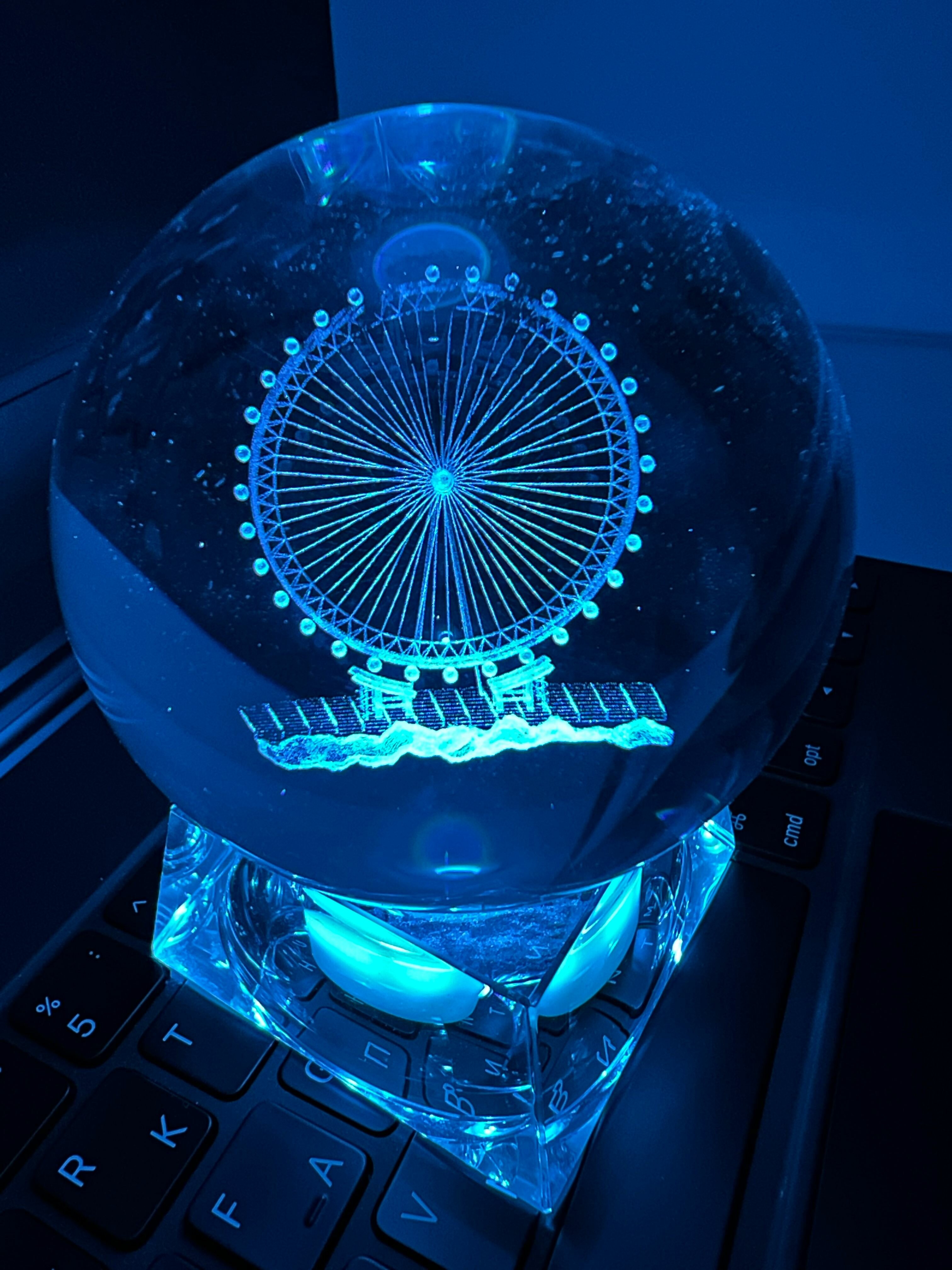 3D светильник Хрустальный шар "Чертово колесо" (диаметр 5 см) - фотография № 2