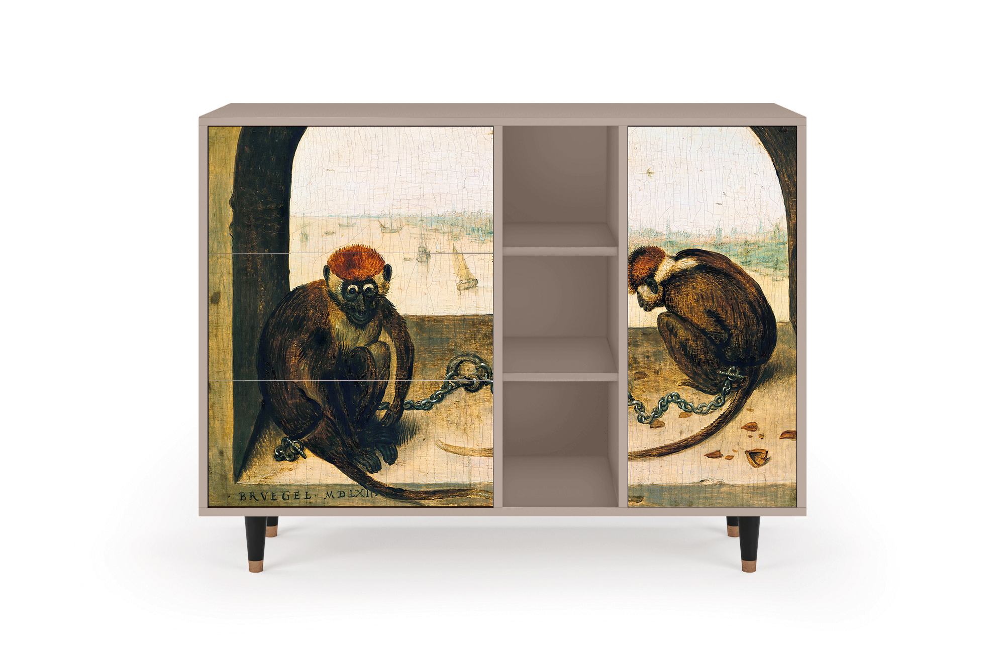 Комод - STORYZ - BS2 Two Monkeys by Pieter Bruegel the Elder, 125 x 97 x 48 см, Бежевый - фотография № 2