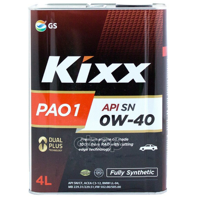 Kixx Масло Моторное Kixx Pao 1 0W-40 Api Sn, Acea A3/B4/C3 4Л L208444te1