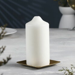 Подсвечник "Тарелка квадратная" металл на одну свечу, 10х1.1 см, золотой