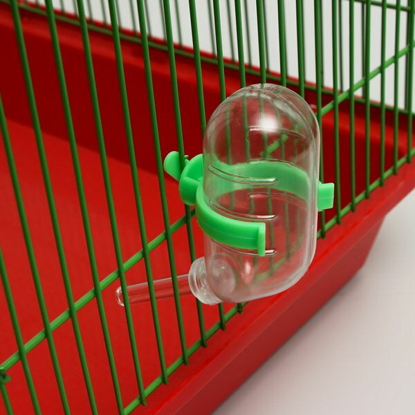 Поилка для грызунов 60 мл, 12 x 4 см, прозрачная с зелёным креплением, 14 шт. - фотография № 3