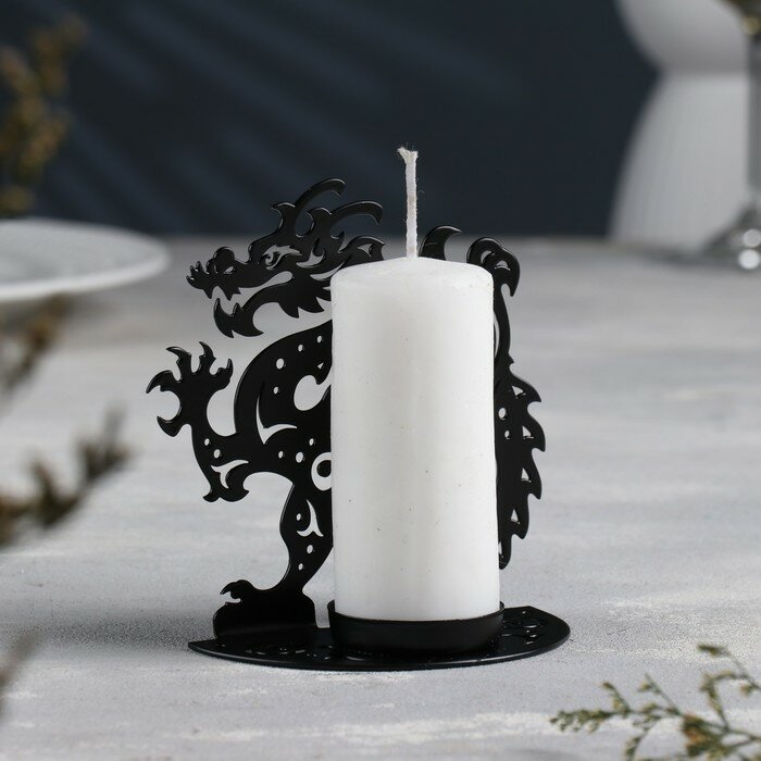 Подсвечник "Дракон" металл на одну свечу, 11,1х5,3х11 см, черный - фотография № 1