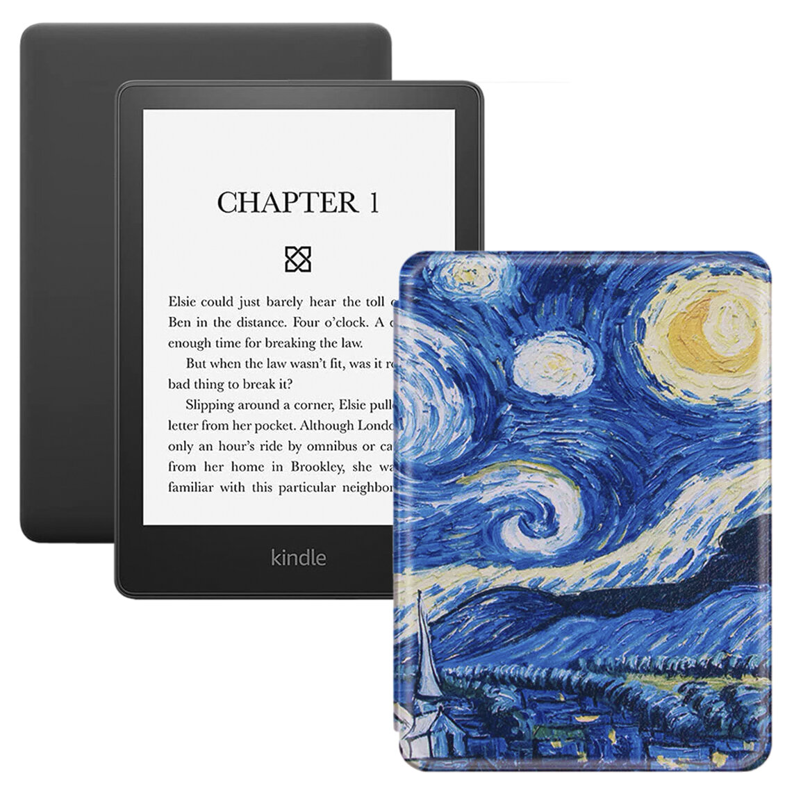 Электронная книга Amazon Kindle PaperWhite 2021 16 Gb black Ad-Supported с обложкой ReaderONE