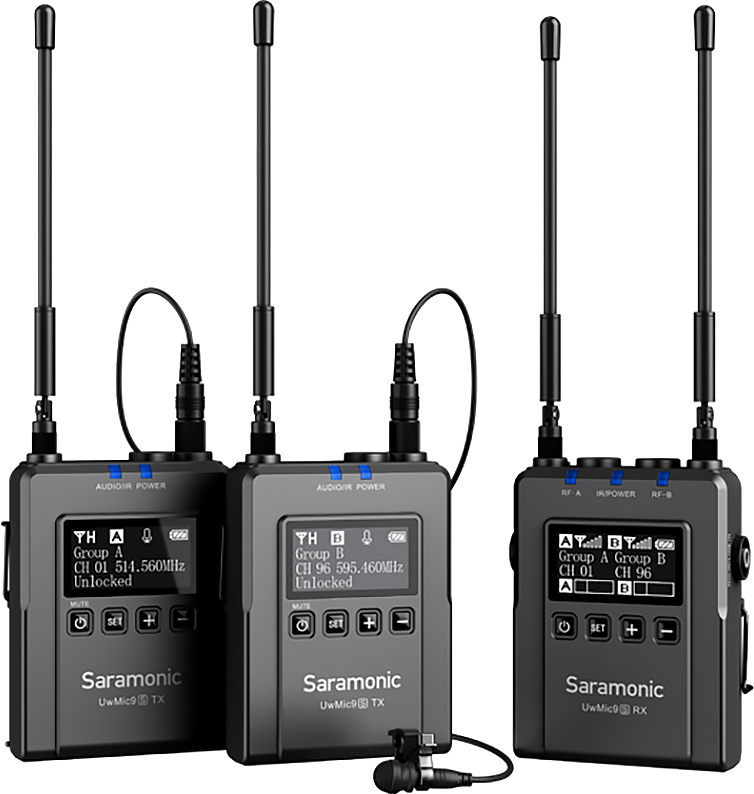 Радиосистема Saramonic UwMic9s Kit2 (RX9S+TX9S+TX9S) петличная, 2 передатчика и 1 приемник