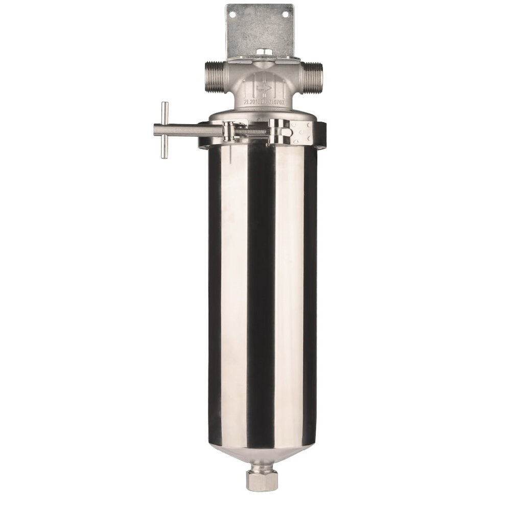 Корпус фильтра Гидротек HSG для горячей и холодной воды нержавеющая сталь 10SL 1/2 НР(ш) х 1/2 НР(ш) хром