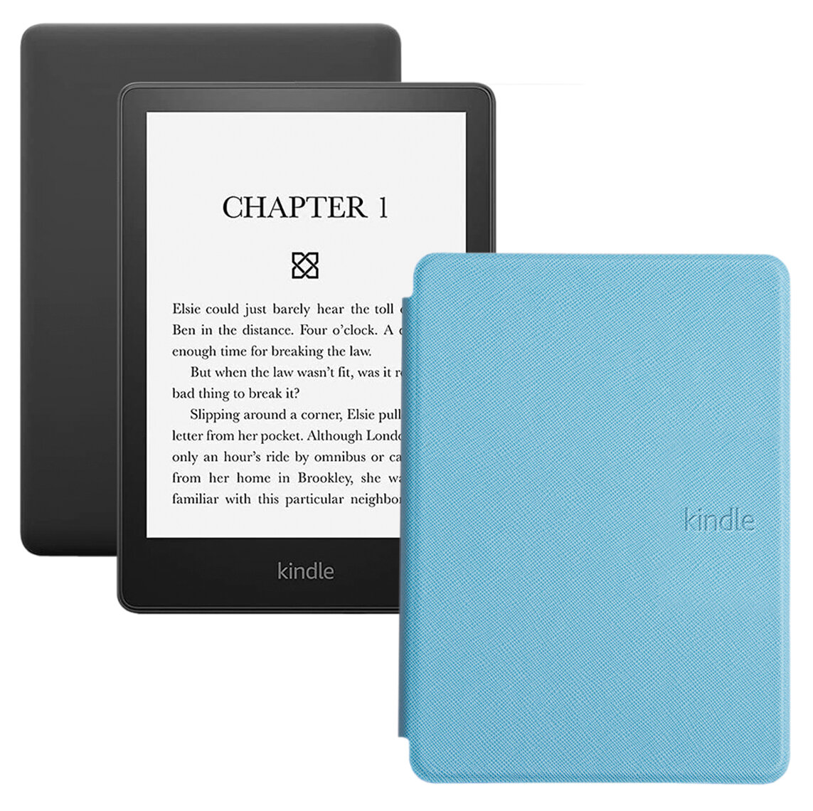 Электронная книга Amazon Kindle PaperWhite 2021 16Gb black Ad-Supported с обложкой ReaderONE PaperWhite 2021 Light Blue