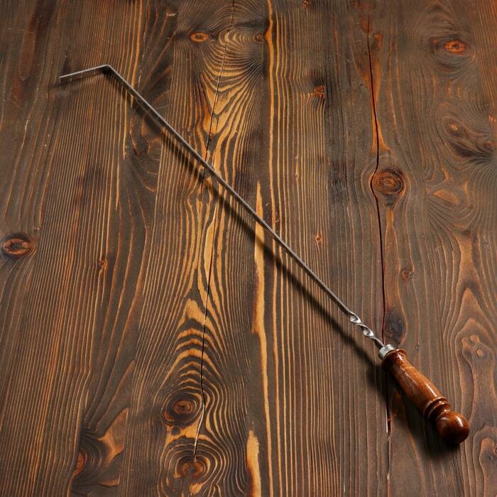 Кочерга узбекская с деревянной ручкой с узором 60/1 см полная длина 82 см сталь 3 мм