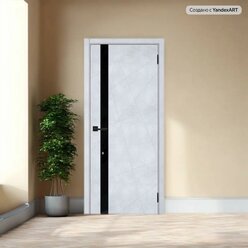 Межкомнатная дверь Тоскана 80x200 (Комплект вместе с фурнитурой) Бетон снежный Черное стекло