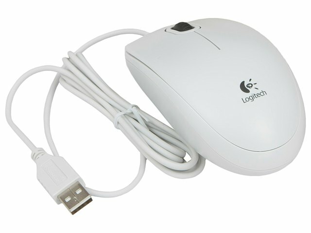 Оптическая мышь Logitech Оптическая мышь Logitech B100 910-003360, 2кн.+скр., белый (USB) (oem)