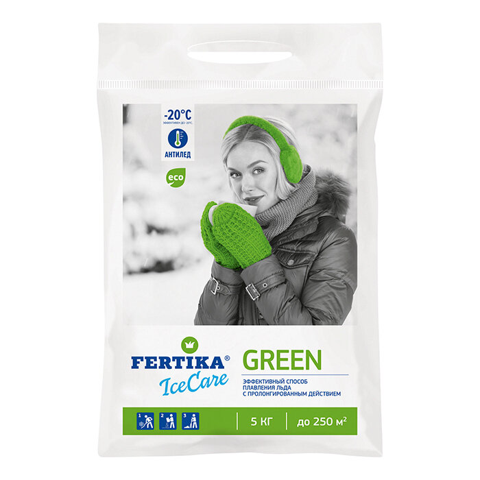Противогололедный реагент IceCare Green (-20С) 5 кг (Фертика)