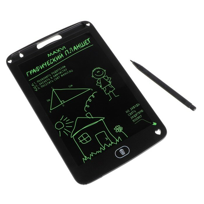 Графический планшет для рисования и заметок LCD Maхvi MGT-01 8.5” угол 160°CR2016 черный