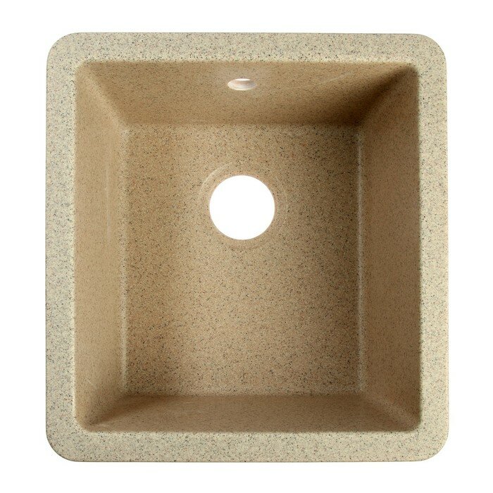 Мойка для кухни из камня ZEIN 27/Q5, 463 х 433 мм, прямоугольная, перелив, цвет песочный - фотография № 1