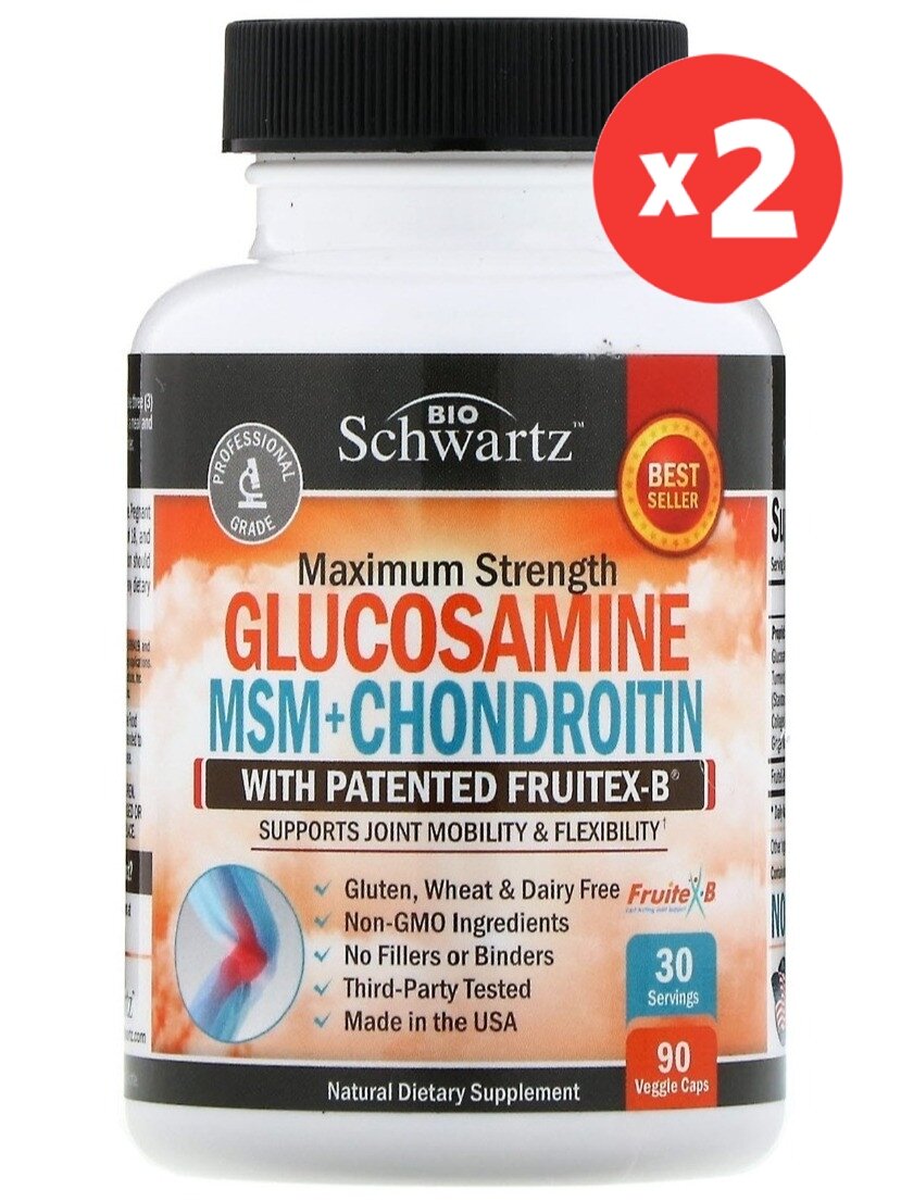 Глюкозамин хондроитин BioSchwartz Glucosamine Msm + Chondroitin 2 x 90 капсул