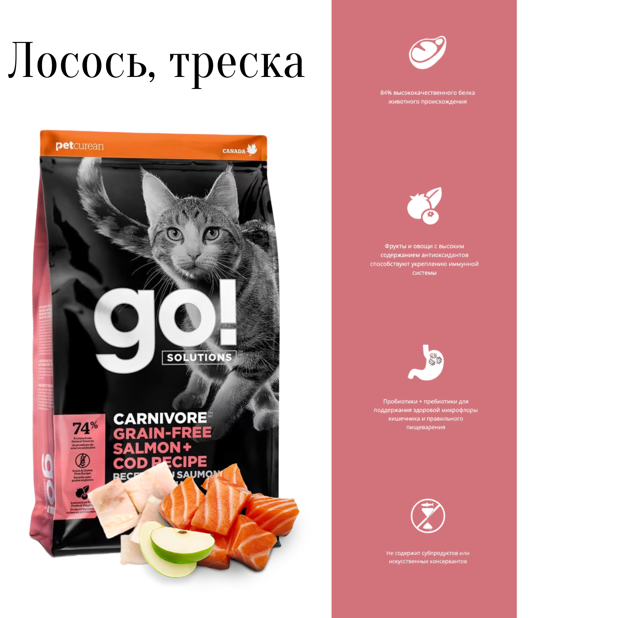 GO! беззерновой корм для котят и кошек с лососем и треской - фотография № 1