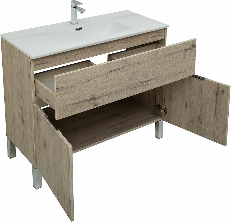 Комплект мебели для ванной Aquanet Алвита New 100 274115 Дуб веллингтон белый - фотография № 7