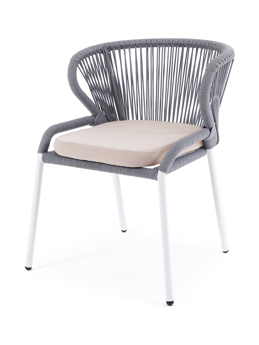 "Милан" стул плетеный из роупа, каркас алюминий, светло-серый