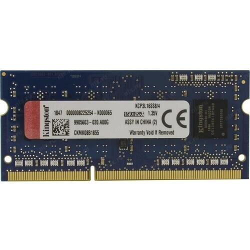 Kingston ValueRAM 4 ГБ DDR3L 1600 МГц SODIMM CL11 (KCP3L16SS8/4)