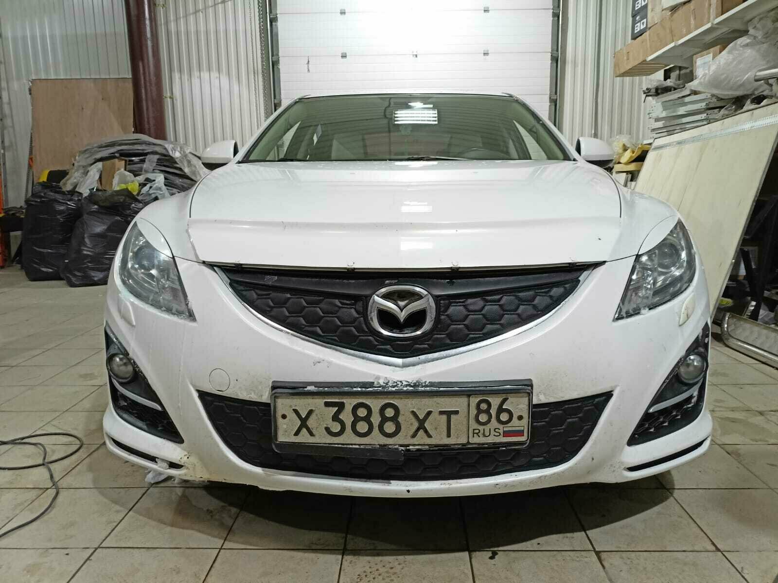 Утеплитель решетки радиатора Premium зимний для Mazda 6 2009 -2013 II (GH) Рестайлинг/Соты Чёрные