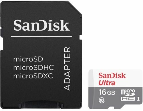 Карта памяти 16GB SanDisk SDSQUNS-016G-GN3MA Sandisk Ultra Android microSDHC UHS-I CL10 80MB/s + SD adaptor