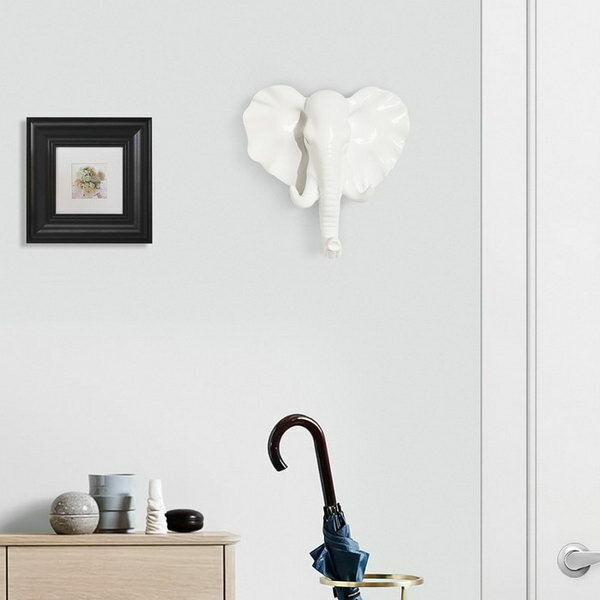 Декор настенный-вешалка "Слон" 11 x 10.5 см, белый - фотография № 2
